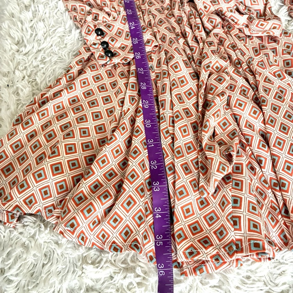 Free People Womens Sz S Ivory Orange Teal Geo Wrap Mini Dress Open Back NWT - Picture 14 of 15